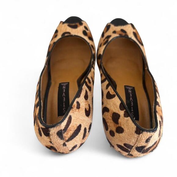 Y2K VTG. STEVE MADDEN LEOPARD FUR PEEP TOE HIGH HEELS PUMPS‎ SIZE 8 1/2. - Picture 5 of 8